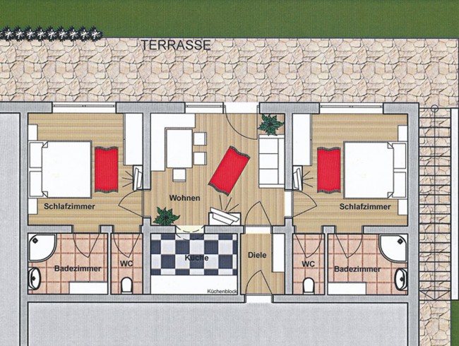 Skizze vom Appartement Talblick